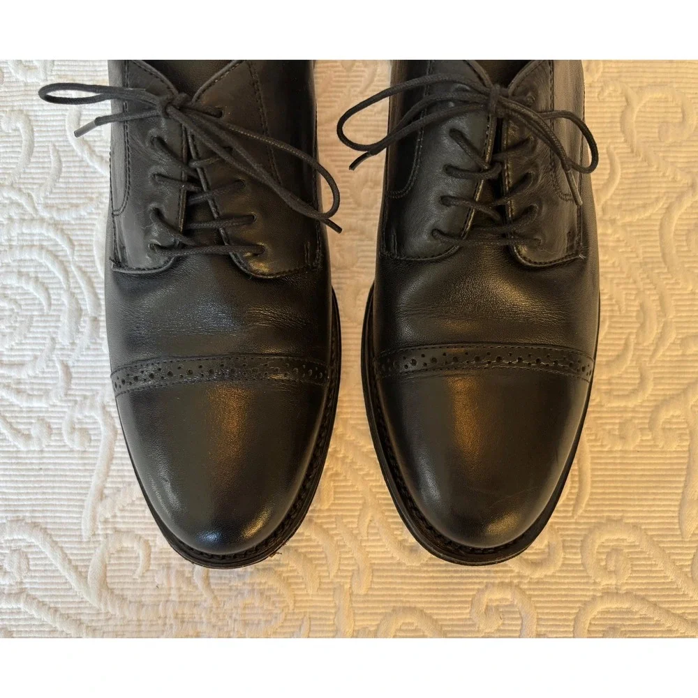 Brooks Brothers 346 Black‎ Leather Cap Toe Oxford Dress Shoes Men's Size 9.5D